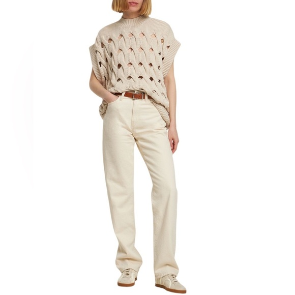 Anine Bing Top Dray Cable Knit Crochet Sweater Vest Sz L,New Products : American Fashion Style Bags On Sale